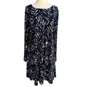 Lauren Ralph Lauren Minimalist Preppy Geometric Abstract Shift Dress Navy‎ Mod 4